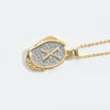 Pendant Necklace Mixed Gemstone Setting Copper Retro Asymmetrical Disc Oval Letters Pattern Electroplating