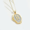 Pendant Necklace Mixed Gemstone Setting Copper Retro Asymmetrical Disc Oval Letters Pattern Electroplating