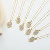 Pendant Necklace Mixed Gemstone Setting Copper Retro Asymmetrical Disc Oval Letters Pattern Electroplating