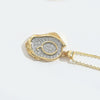 Pendant Necklace Mixed Gemstone Setting Copper Retro Asymmetrical Disc Oval Letters Pattern Electroplating