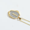 Pendant Necklace Mixed Gemstone Setting Copper Retro Asymmetrical Disc Oval Letters Pattern Electroplating