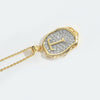 Pendant Necklace Mixed Gemstone Setting Copper Retro Asymmetrical Disc Oval Letters Pattern Electroplating