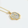 Pendant Necklace Mixed Gemstone Setting Copper Retro Asymmetrical Disc Oval Letters Pattern Electroplating