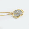 Pendant Necklace Mixed Gemstone Setting Copper Retro Asymmetrical Disc Oval Letters Pattern Electroplating