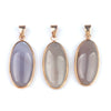 Pendant Necklace Natural Agate Crystal Semiprecious Stone Gilded Oval Polished Edging