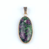 Pendant Necklace Natural Agate Crystal Semiprecious Stone Gilded Oval Polished Edging