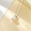 Pendant Necklace Natural Freshwater Pearl Round S925 Sterling Silver Elegant Minimalist