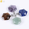 Pendant Necklace Natural Semiprecious Stone And Copper Accessories With Hexagram Design And Electroplating Treatment