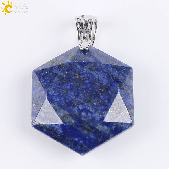 Pendant Necklace Natural Semiprecious Stone And Copper Accessories With Hexagram Design And Electroplating Treatment