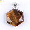 Pendant Necklace Natural Semiprecious Stone And Copper Accessories With Hexagram Design And Electroplating Treatment