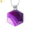 Pendant Necklace Natural Semiprecious Stone And Copper Accessories With Hexagram Design And Electroplating Treatment