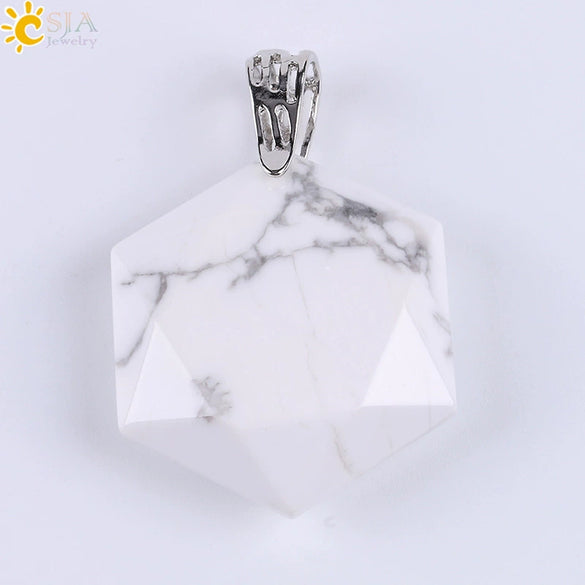 Pendant Necklace Natural Semiprecious Stone And Copper Accessories With Hexagram Design And Electroplating Treatment