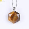 Pendant Necklace Natural Semiprecious Stone And Copper Accessories With Hexagram Design And Electroplating Treatment