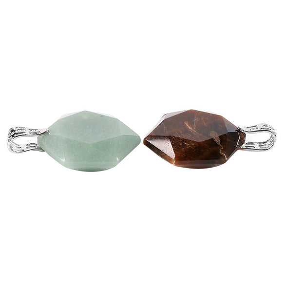 Pendant Necklace Natural Semiprecious Stone And Copper Accessories With Hexagram Design And Electroplating Treatment