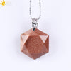 Pendant Necklace Natural Semiprecious Stone And Copper Accessories With Hexagram Design And Electroplating Treatment