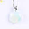 Pendant Necklace Natural Semiprecious Stone And Copper Accessories With Hexagram Design And Electroplating Treatment
