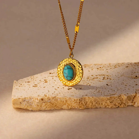 Pendant Necklace Pine Stone Stainless Steel Geometric Pattern Electroplating Midcentury Style
