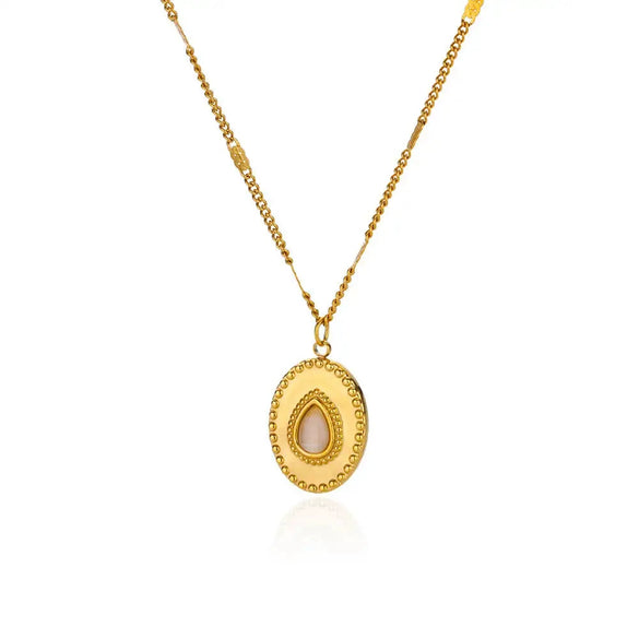 Pendant Necklace Pine Stone Stainless Steel Geometric Pattern Electroplating Midcentury Style