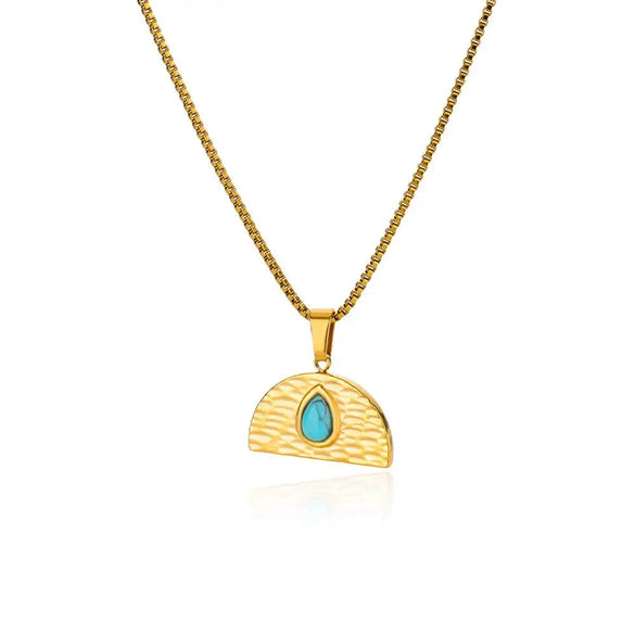 Pendant Necklace Pine Stone Stainless Steel Geometric Pattern Electroplating Midcentury Style