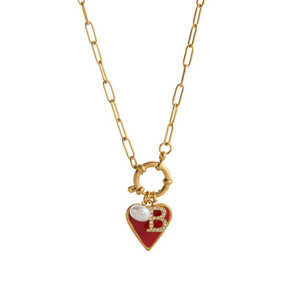 Pendant Necklace Retro Style Titanium Steel Geometric Pattern Electroplating Unisex Pearl