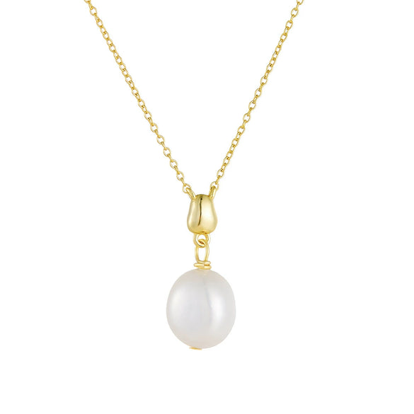 Pendant Necklace S925 Sterling Silver Natural Baroque Pearl Geometric Style Women's Cross Chain