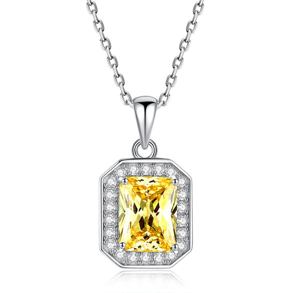 Pendant Necklace 925 Silver Floral Geometric Light Luxury Style