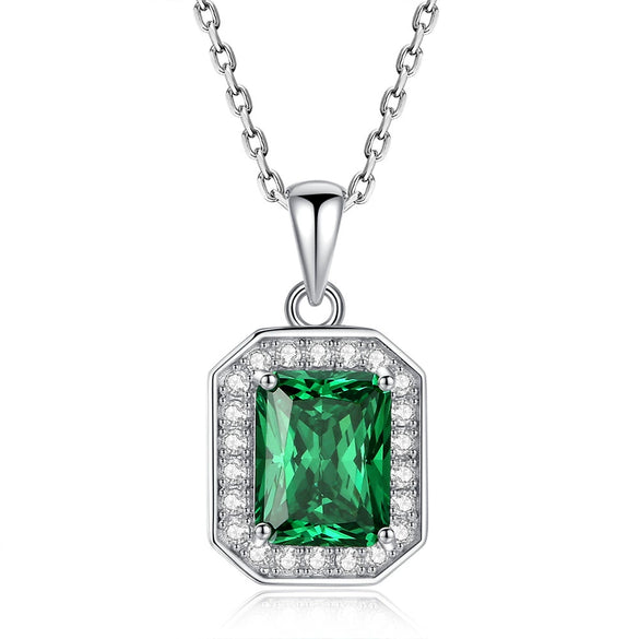 Pendant Necklace 925 Silver Floral Geometric Light Luxury Style