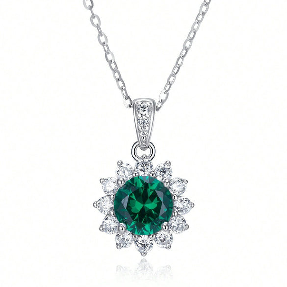 Pendant Necklace Silver Inlay Cultivated Color Treasure Geometric Style Set With Diamonds