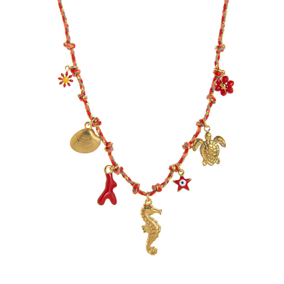 Pendant Necklace Stainless Steel Animal Zodiac Pattern Knotted Rope Chain With Vacuum Electroplating