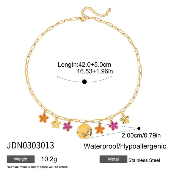 Pendant Necklace Stainless Steel Electroplated With Bow And Flower Design For Women