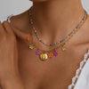 Pendant Necklace Stainless Steel Electroplated With Bow And Flower Design For Women