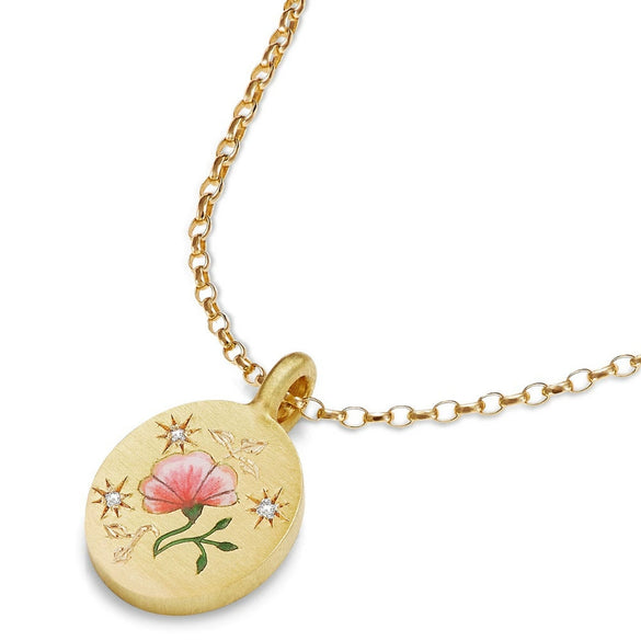 Pendant Necklace Stainless Steel Geometric Flower Heart Style Vacuum Plating