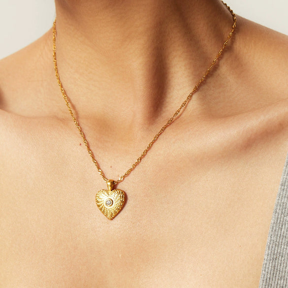 Pendant Necklace Stainless Steel Geometric Inlaid Diamond Electroplating Cold Retro Elegant Women's Style