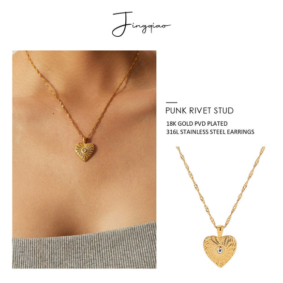 Pendant Necklace Stainless Steel Geometric Inlaid Diamond Electroplating Cold Retro Elegant Women's Style