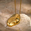 Pendant Necklace Stainless Steel Geometric Irregular Concave Hammer Pattern Electroplating