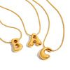 Pendant Necklace Stainless Steel Glossy Balloon Bubble Chubby Cute Q Version English Letter Electroplating Unisex Snake Bone Chain