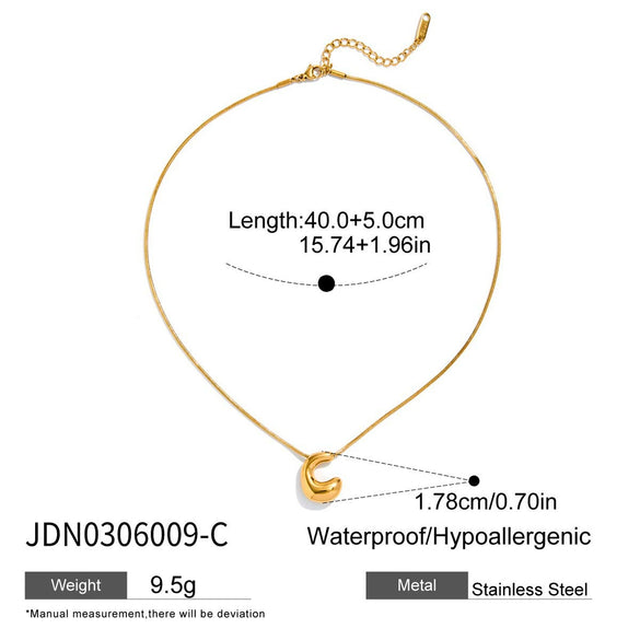 Pendant Necklace Stainless Steel Glossy Balloon Bubble Chubby Cute Q Version English Letter Electroplating Unisex Snake Bone Chain