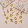 Pendant Necklace Stainless Steel Gold Plated With Letter Pattern