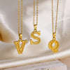 Pendant Necklace Stainless Steel Gold Plated With Letter Pattern