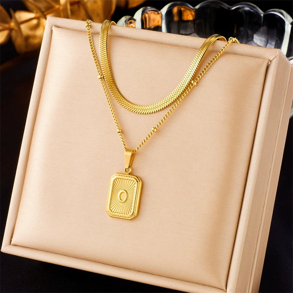 Pendant Necklace Stainless Steel Heart Shape Electroplating