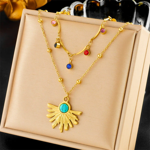 Pendant Necklace Stainless Steel Heart Shape Electroplating