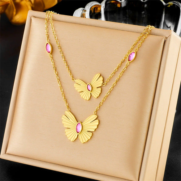 Pendant Necklace Stainless Steel Heart Shape Electroplating