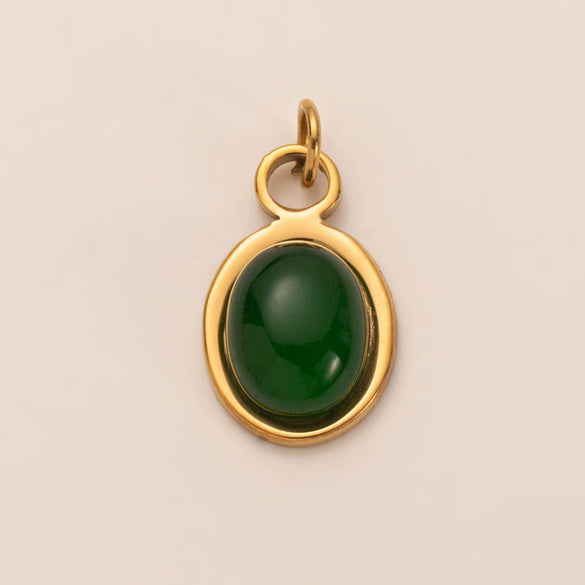 Pendant Necklace Stainless Steel Heart Shaped Geometric Electroplated With Zirconium Agate Natural Stone