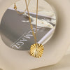 Pendant Necklace Stainless Steel Imitation Pearl Geometric Bow Sunflower Electroplating