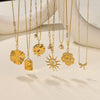 Pendant Necklace Stainless Steel Imitation Pearl Geometric Bow Sunflower Electroplating