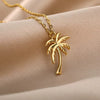 Pendant Necklace Stainless Steel Imitation Pearl Geometric Bow Sunflower Electroplating