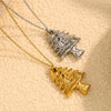 Pendant Necklace Stainless Steel 18K Gold Plated Flower Pattern Christmas Tree Styling For Women