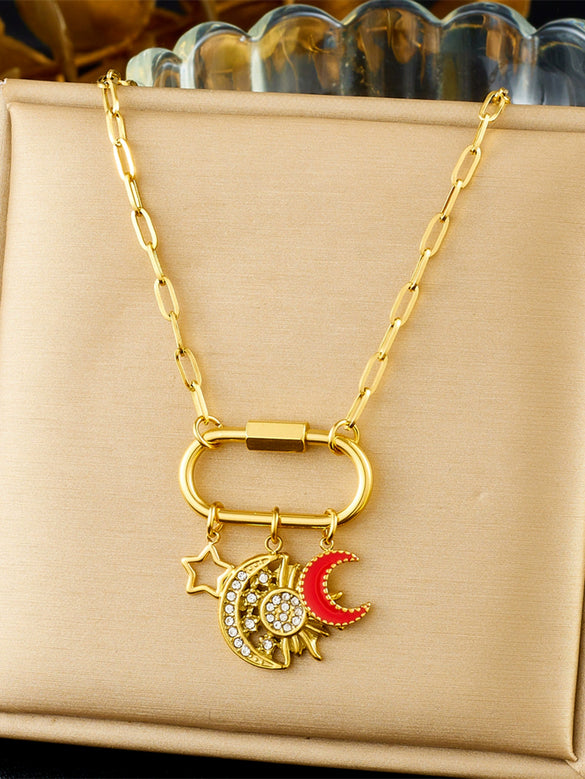 Pendant Necklace Stainless Steel Marine Biological Animal Style Electroplating Bone Chain For Women