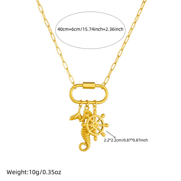 Pendant Necklace Stainless Steel Marine Biological Animal Style Electroplating Bone Chain For Women