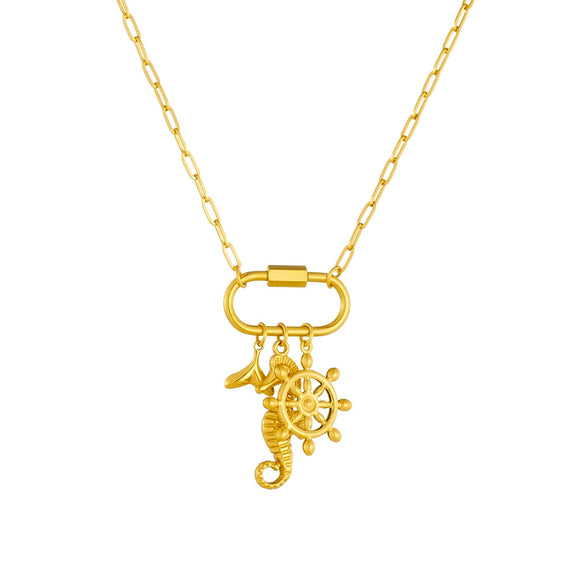 Pendant Necklace Stainless Steel Marine Biological Animal Style Electroplating Bone Chain For Women